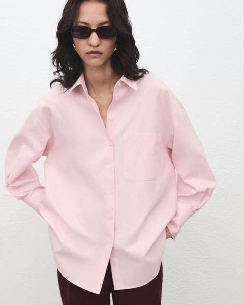 Oversized poplin button-up shirt