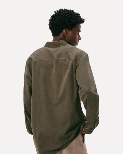 Garment-washed linen overshirt